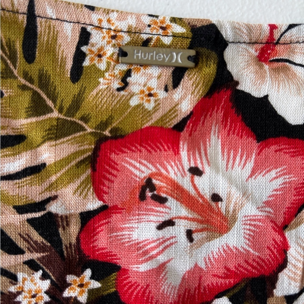 Hurley Highland Tropics Tank Black Hawaiian floral print Size M Luau Surf Beach - Picture 5 of 9